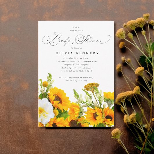 Zonnebloem Baby shower Invitation | Boho Floral Kaart