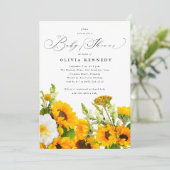 Zonnebloem Baby shower Invitation | Boho Floral Kaart (Staand voorkant)