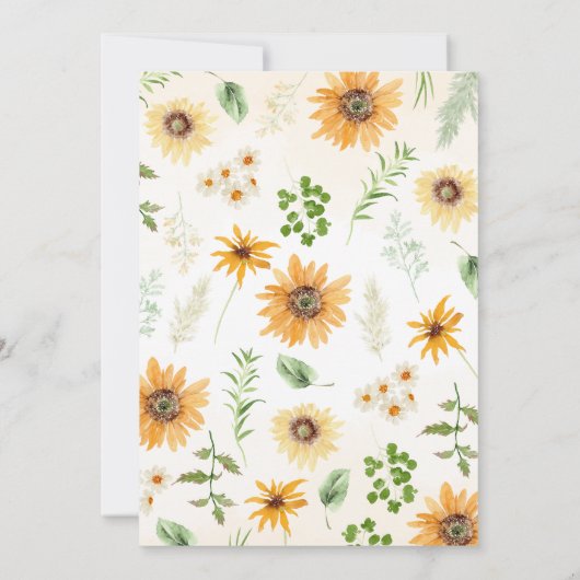 Zonnebloem Baby shower Kaart (Achterkant)