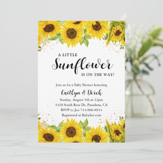 Zonnebloem Baby shower Kaart (Staand voorkant)