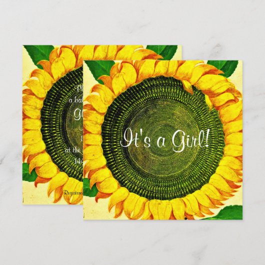 Zonnebloem Baby shower Kaart (Voorkant / Achterkant)