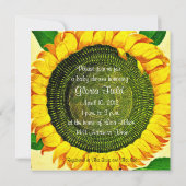 Zonnebloem Baby shower Kaart (Achterkant)