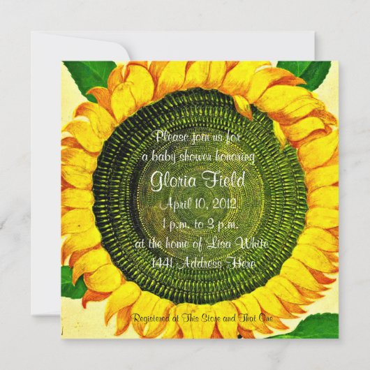 Zonnebloem Baby shower Kaart (Achterkant)