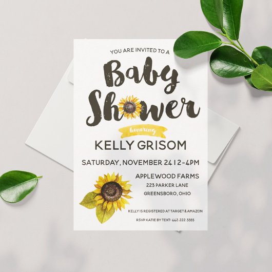 Zonnebloem Baby shower Kaart