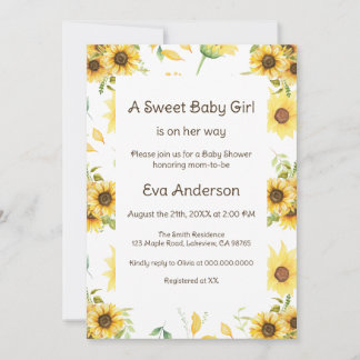 Zonnebloem Baby shower Kaart