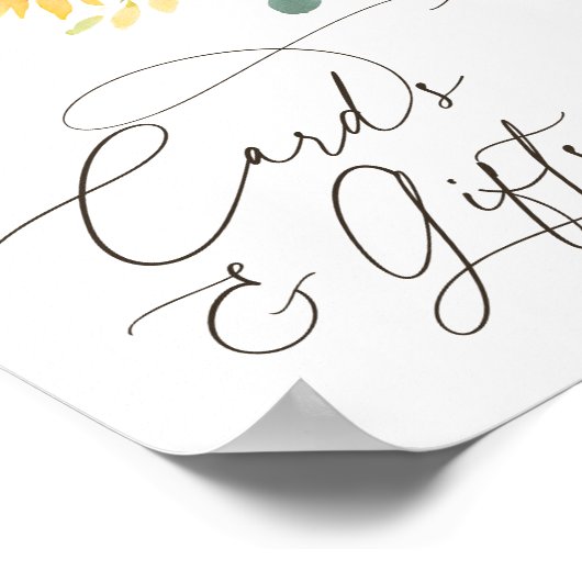 Zonnebloem Baby shower Kaarten en geschenken teken Poster (Hoek)