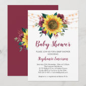 Zonnebloem Baby shower Lights Floral Kaart (Voorkant / Achterkant)