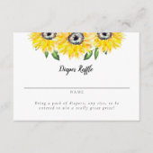 Zonnebloem Baby shower luier Raffle Elegant Script Informatiekaartje (Voorkant)