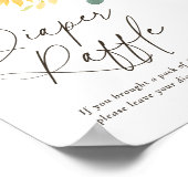 Zonnebloem Baby shower Luier Raffle teken Poster (Hoek)