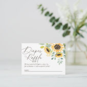 Zonnebloem Baby shower Luier Raffle Ticket Informatiekaartje (Staand voorkant)