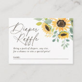 Zonnebloem Baby shower Luier Raffle Ticket Informatiekaartje (Voorkant)