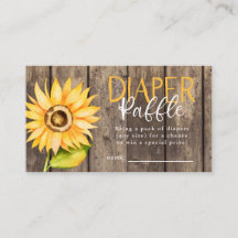Zonnebloem Baby shower Luier Raffle Ticket