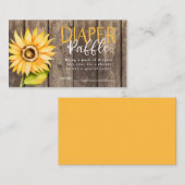 Zonnebloem Baby shower Luier Raffle Ticket Informatiekaartje (Voorkant / Achterkant)