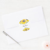Zonnebloem Baby shower Manuscript Moderne Floral C Ronde Sticker (Envelop)