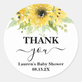 Zonnebloem Baby shower Meisje Classic Round Sticke Ronde Sticker