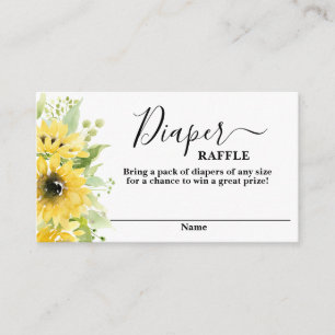 Zonnebloem baby shower meisje Diaper Raffle Kaart