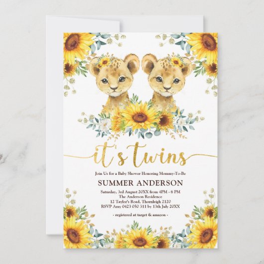 Zonnebloem Baby shower met snijwonden Kaart (Voorkant)