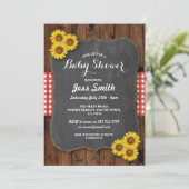 Zonnebloem Baby shower Nodig Rustiek Krijt & Hout Kaart (Staand voorkant)