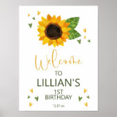 Zonnebloem Baby shower of Welkomstteken op zondag Poster (Voorkant)