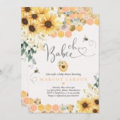 Zonnebloem Baby shower Oh Babee Baby shower Kaart (Voorkant / Achterkant)