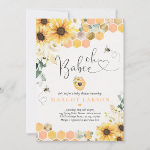 Zonnebloem Baby shower Oh Babee Baby shower Kaart