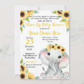 Zonnebloem Baby shower Olifant Geel Meisje Kaart (Voorkant)