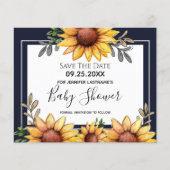 Zonnebloem Baby shower Opslaan Datum uitnodiging (Voorkant)