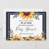 Zonnebloem Baby shower Opslaan Datum uitnodiging (Voorkant)
