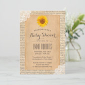  Zonnebloem Baby shower oud Script Paper Kaart (Staand voorkant)