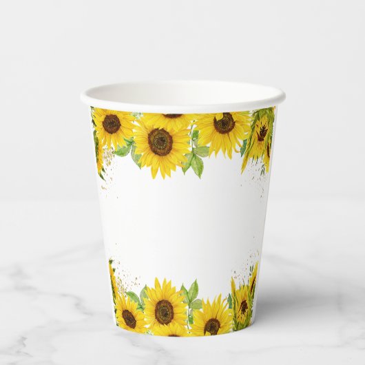 Zonnebloem Baby shower Papieren Bekers (Achterkant)