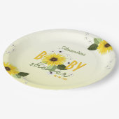 Zonnebloem Baby shower Papieren Bordje (Gekanteld)
