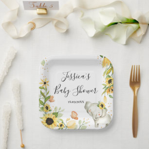 Zonnebloem Baby shower Papieren Bordje