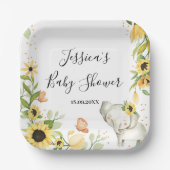 Zonnebloem Baby shower Papieren Bordje (Voorkant)