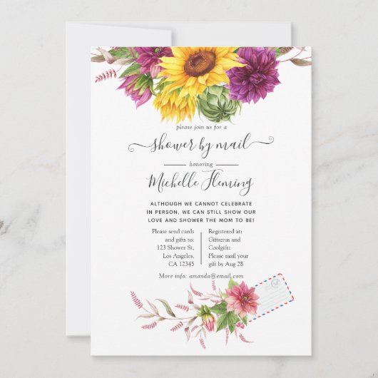 Zonnebloem Baby shower per post Kaart (Voorkant)