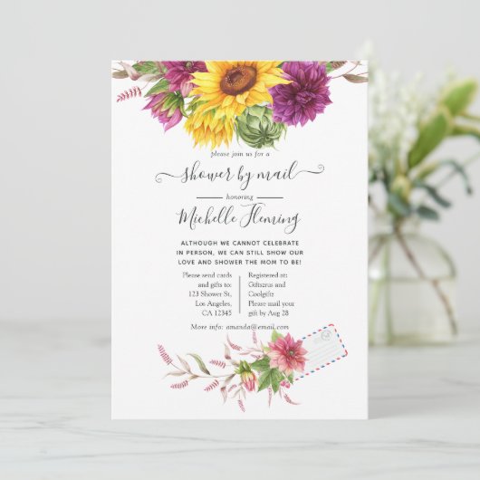 Zonnebloem Baby shower per post Kaart (Staand voorkant)