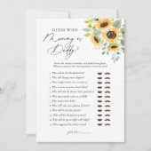 Zonnebloem Baby shower Raad wie mama of papa Kaart (Voorkant)