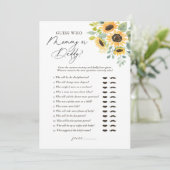 Zonnebloem Baby shower Raad wie mama of papa Kaart (Staand voorkant)