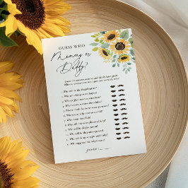 Zonnebloem Baby shower Raad wie mama of papa Kaart