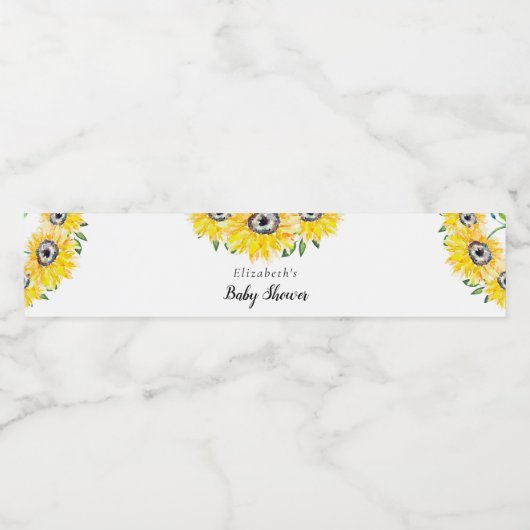 Zonnebloem Baby shower Robuust, eenvoudig grafisch Waterfles Etiket (Enkel label)