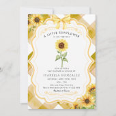 Zonnebloem Baby shower Rustic Gingham Kaart (Voorkant)