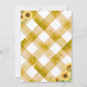 Zonnebloem Baby shower Rustic Gingham Kaart (Achterkant)