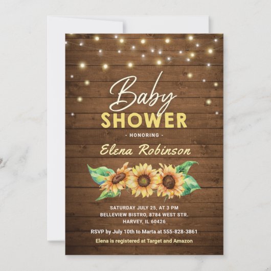 Zonnebloem Baby shower Rustige Herfst Kaart (Voorkant)