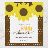 zonnebloem baby shower schattige poka - bloem wijn etiket (Enkel label)