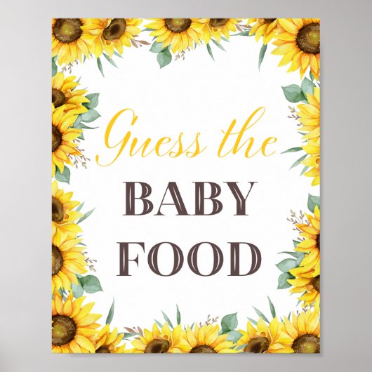 Zonnebloem Baby shower Spelbord Poster (Voorkant)