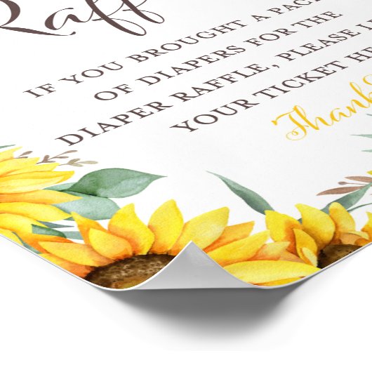 Zonnebloem Baby shower Spelbord Poster (Hoek)