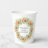 Zonnebloem Baby shower Square Paper Onderzetter Papieren Bekers (Achterkant)