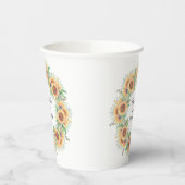 Zonnebloem Baby shower Square Paper Onderzetter Papieren Bekers (Links)