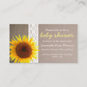 Zonnebloem, Baby shower, ticket Informatiekaartje