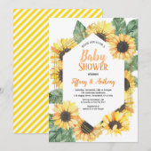 Zonnebloem Baby Shower Uitnodiging (Voorkant / Achterkant)