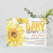 Zonnebloem Baby shower uitnodiging (Staand voorkant)